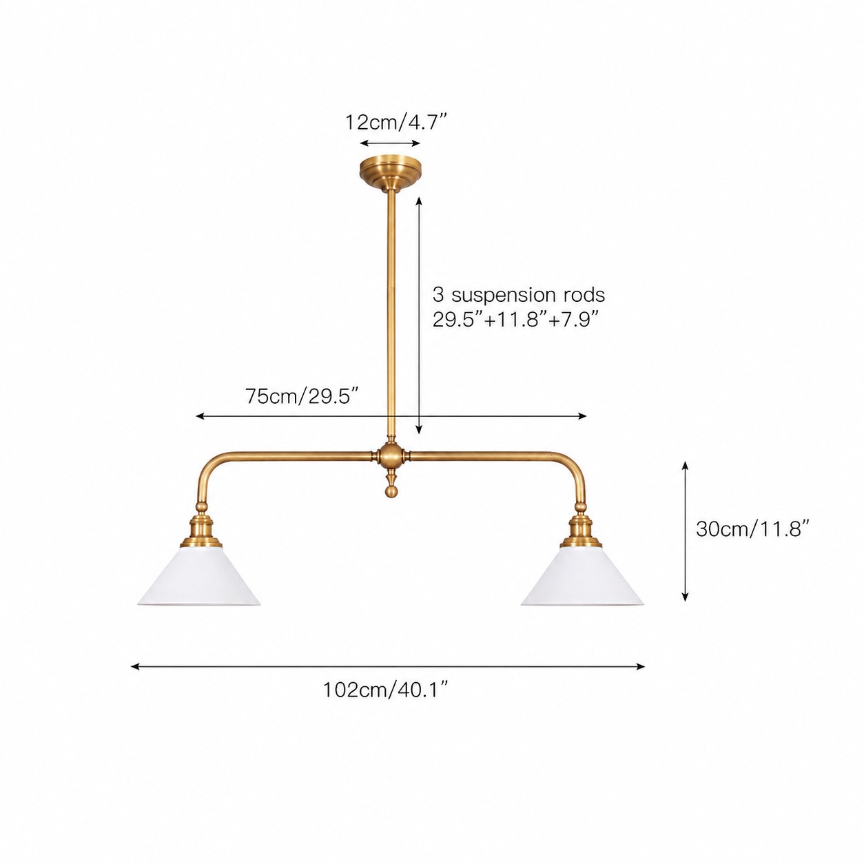 Thetford Pendant Light full product size reference