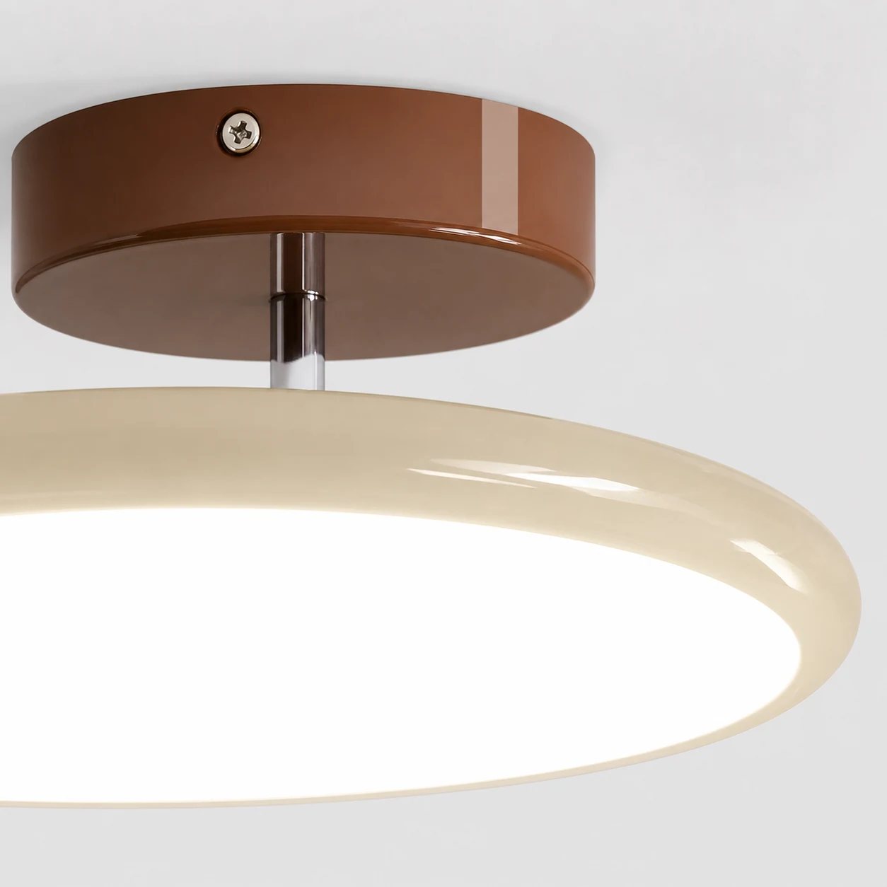 Close-up detail of the adjustable ceiling lamp finish and construction