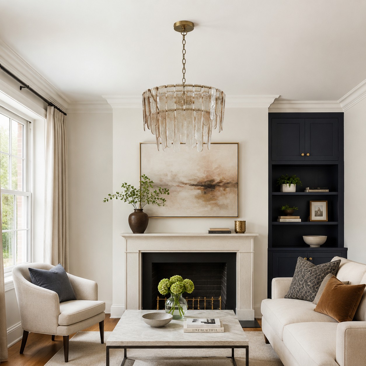 Close detail of chandelier metal frame
