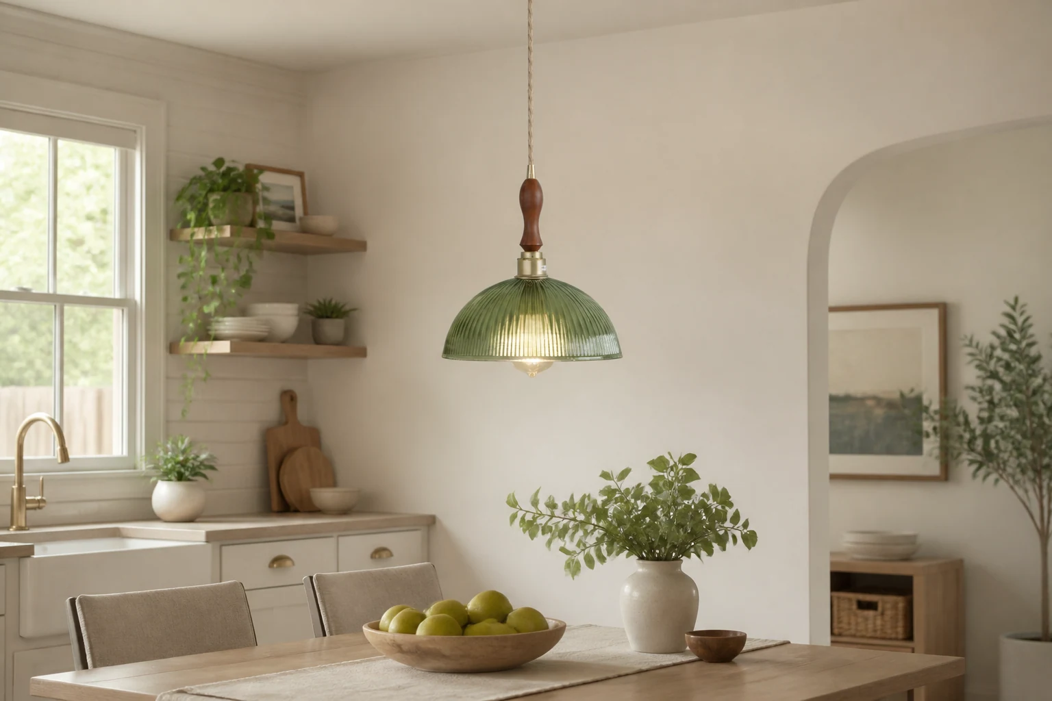 Ribilux ribbed glass pendant light in an interior scene