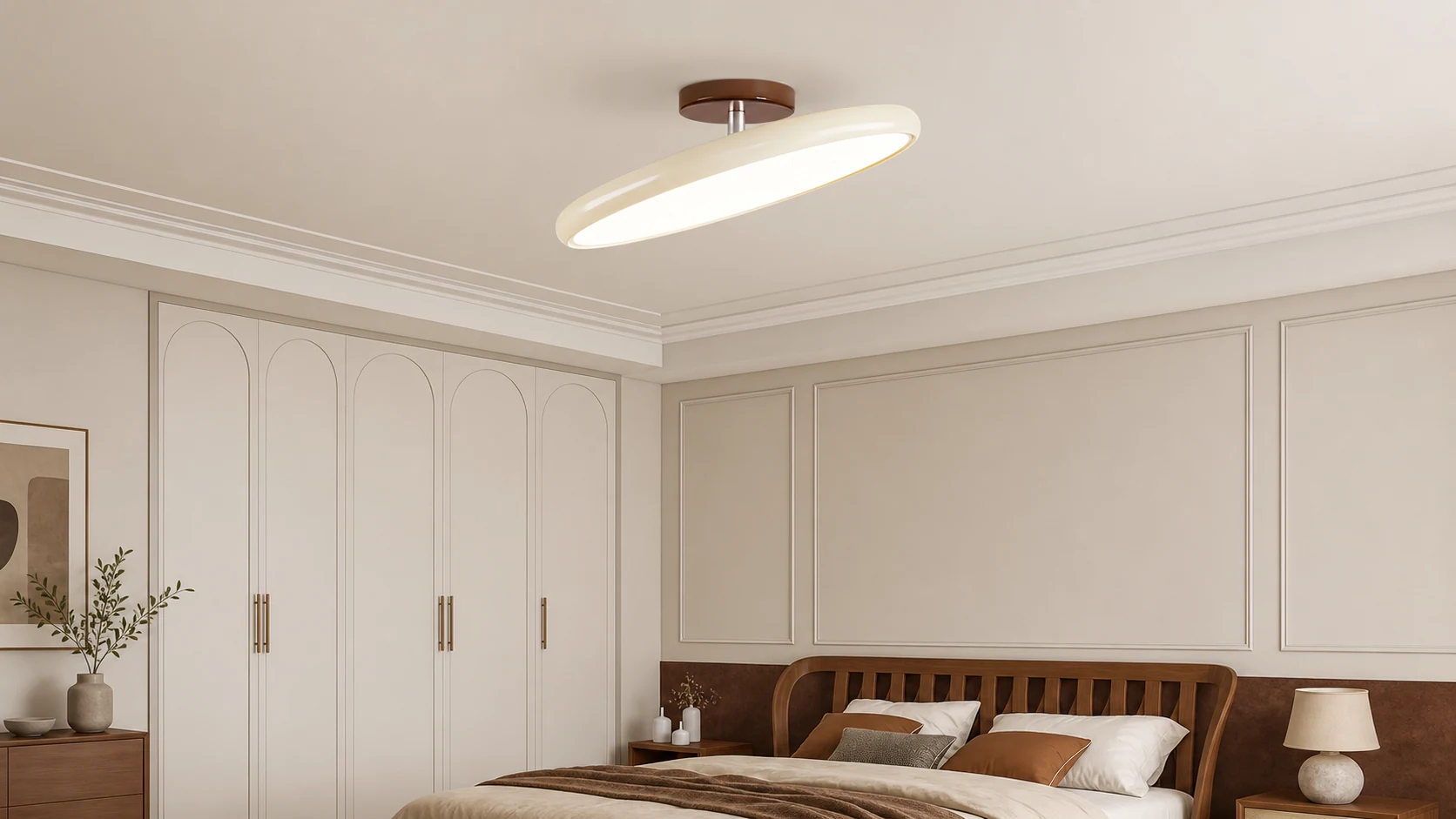 Directional adjustable ceiling mounted lamp in a contemporary room scene