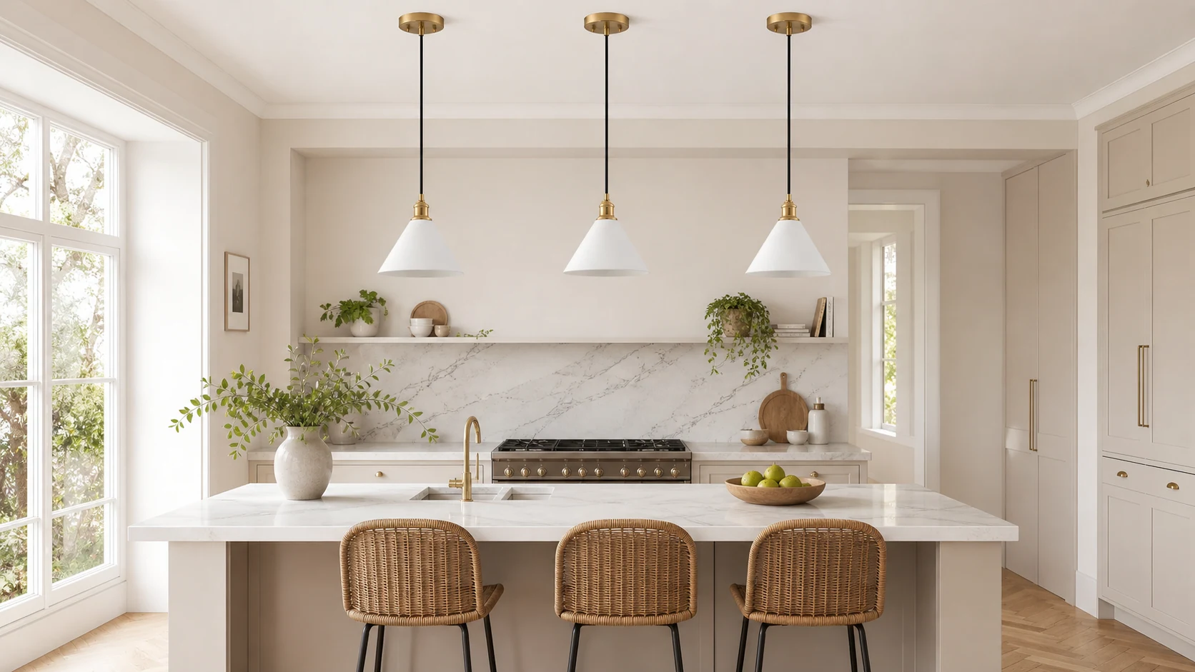 Thetford Pendant Lamp in a warm kitchen scene